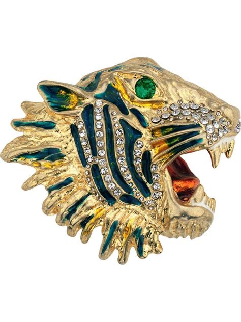 gucci tiger head lapel pin|Gucci brooch outfit.